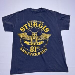 Sturgis‎ 81st Rally Races 2021 Black T Shirt (Size Measured) Medium?